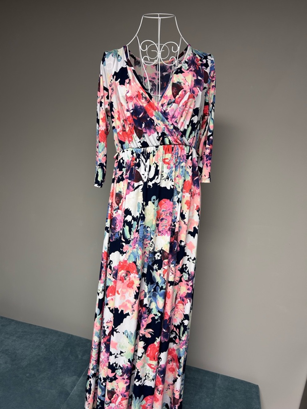 Pinkblush Floral Maternity Maxi Dress with Pink & Coral Accents
